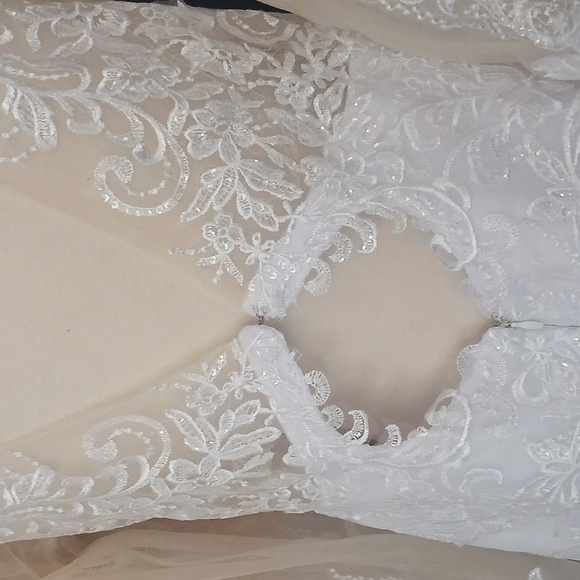 New!!! Tags!! Elegant White Wedding Lace Long Sleeve Dress Sz 18 - Picture 13 of 15